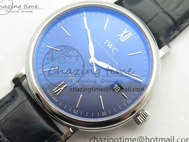 MIROTIME 0402 Refined Portofino Automatic SS MKF 1:1 Best Edition Blue Dial On Blue Leather Strap MIYOTA 9015 V 7201